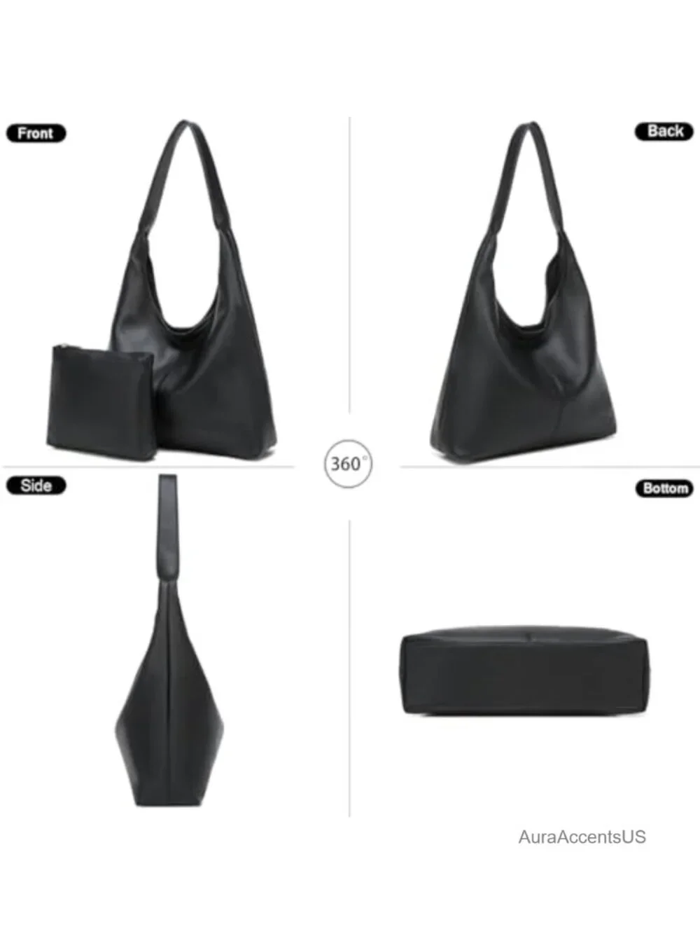 Slouchy Hobo Bag for Women Soft Shoulder Bags PU Leather Tote Purses Work Travel